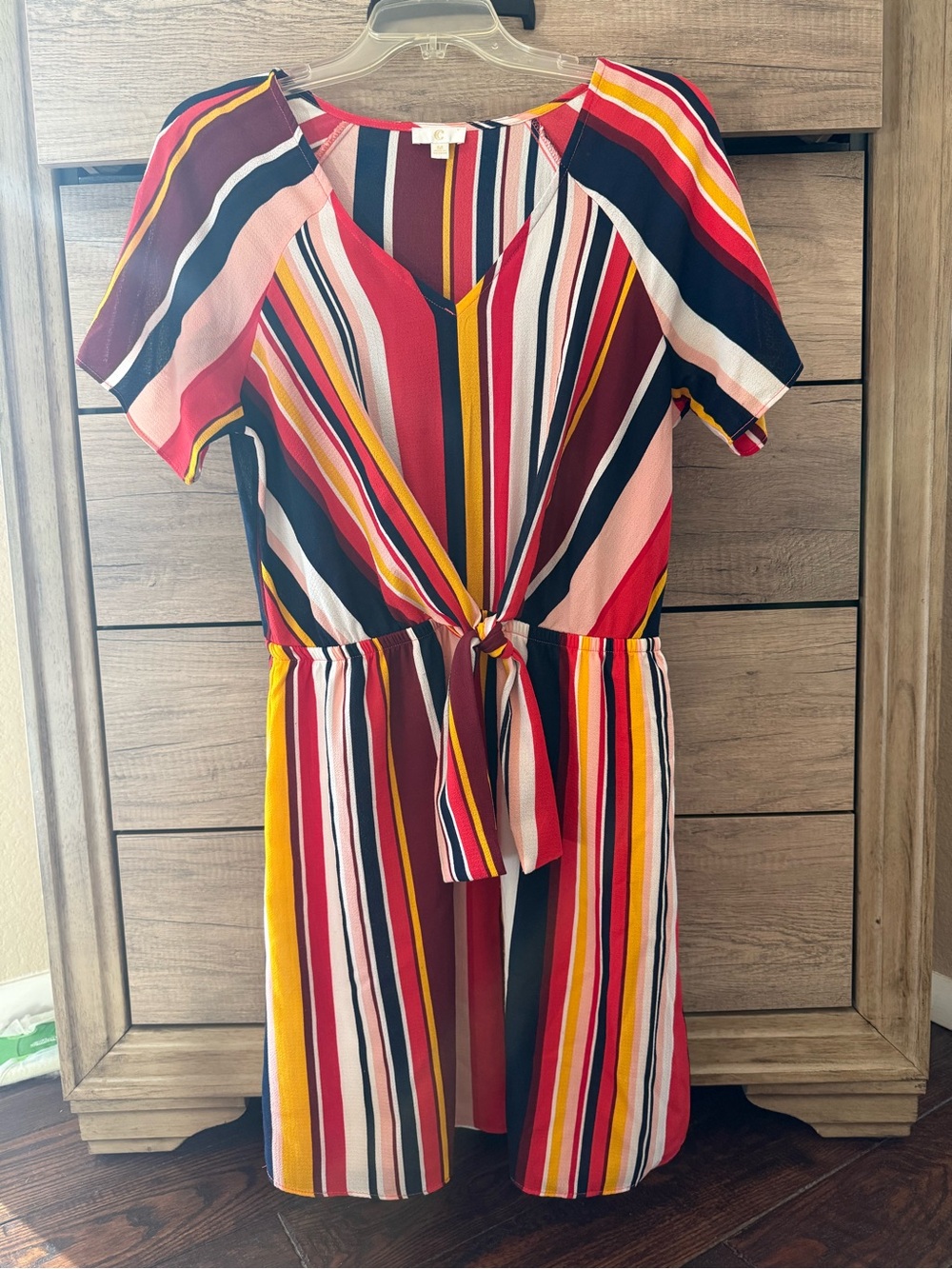 Charming Charlie Multi-Stripe Tie-Front Women's Dress